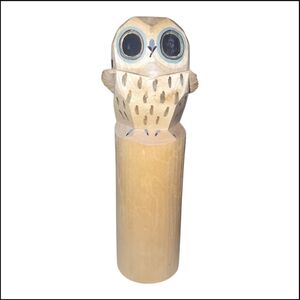 Vintage Japanese Sasano-bori Hand Whittled Owl Folk Art